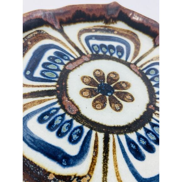 Set 2 Tonala Pottery 10" Lotus Plate Platter & Bowl El Palomar Mexico Signed Flo - Picture 5 of 15